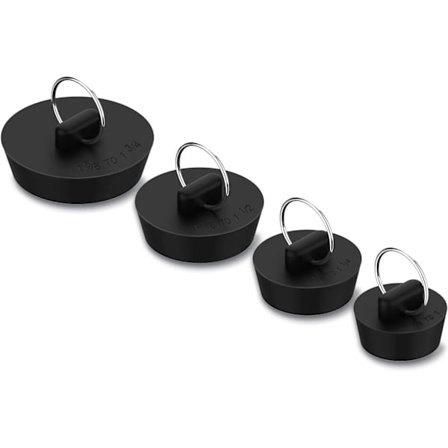 Badekaravløpsstopper, 4 stk. gummivaskstopper sett badekarplugg kjøkken bad vaskerom bar vannstopperforsegling med hengende ring for dusj Fa