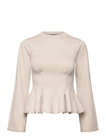 Gina Tricot Knitted Peplum Top - Beige - L