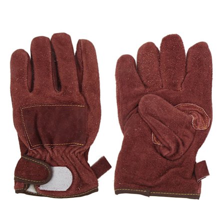 Värmebeständiga Grillhandskar i Kalvläder och Polyester för BBQ och Ugn, Korta, Vinröda