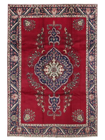 Tabriz Rug 252X360 Dark Red/Black Large Wool, Persia