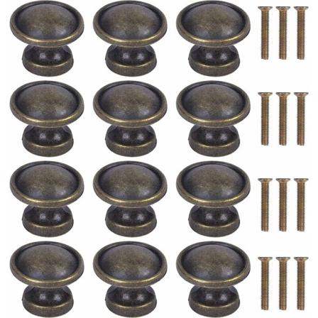 12 stk bronse antikke skuffeknapper, 23 19 15 mm dørskuffeknapper,