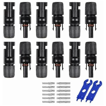 6 Par Stickpropp/Uttag Dubbelringar, Vattentät Anslutning, Solpanelkabelkontakter, Fontainebleau [DB]