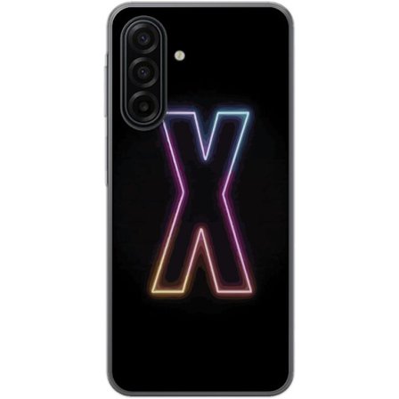 Kompatibelt Mobildeksel til Samsung Galaxy A17 5G Neonbokstav X i sterke fargevariasjoner mot svart bakgrunn, kraftig typografisk design med tydelig l