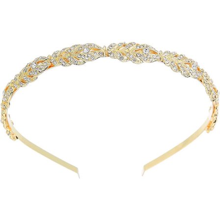 Bryllupsfest Rhinestone Blomsterkrone Hodebånd Hårbånd Brud Krystall Hodeplagg Hodepynt Hårtilbehør For Bruder Og Brudepiker (gull)