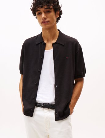 Tommy Hilfiger Essential Cotton Ss Over Shirt - Black - M