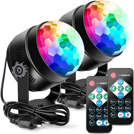 Discokule LED Discolys 6 farger RGB LED musikkstyrt festdiscolys effekter Discolys 360° lys
