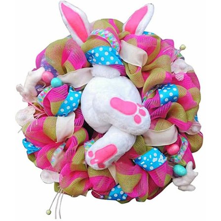 Påsk söt kanin plysch krans, kanin krans för påsk dekoration, för ytterdörr vägg trädgård