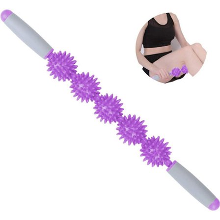 Fascia rulle for cellulitter, muskelrullepinne, fettfrigjøring, lilla, fem baller