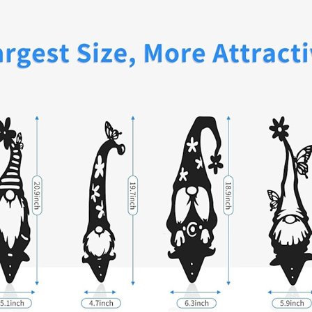 4 Store 22" Stål Have Nisser Dekoration Kreative