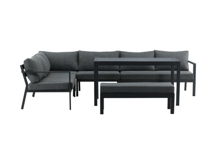 Venture Home Ramos 2086-408 Loungeset soffa, bord, bänk, grått/svart, Utemöbler