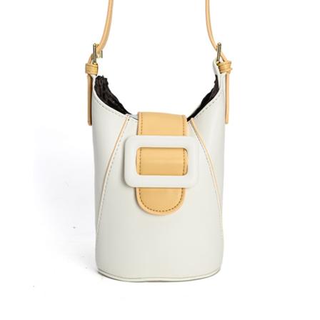 Kvinnor Färgblockerande Bucket Bag Stor kapacitet PU-läder Cross-body-väska för arbete Resor Dejting Shopping white