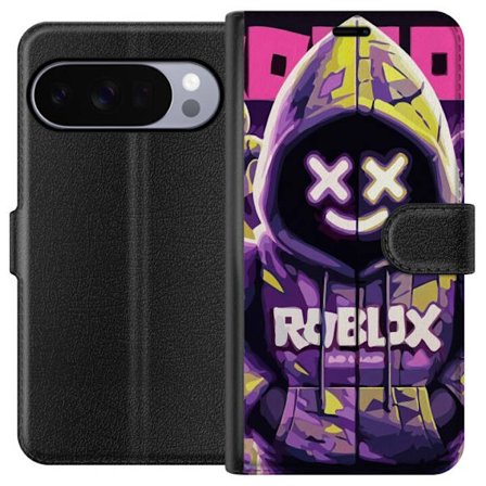 Kompatibelt Plånboksfodral till Google Google Pixel 10 Pro Färgstark Roblox-inspirerad huvtröjskaraktär med neonfärger och mask, digital spelillu