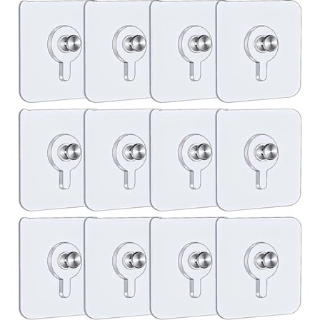 12 stk. Selvklæbende Vægkrog til Billeder, 5,5 X 5,5 Cm Billedkroge Uden Boring Med Aftagelige Skruer, Gennemsigtige Selvklæbende Billedkroge Til ...