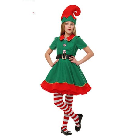 Juleklær for kvinner Halloween-klær Voksen julestemning grønne klær cosplay foreldre-barn-klær (passer for høyde 165-175cm)