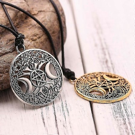 Livets Träd Stjärna Måne Rund Hängsmycke Halsband Dam Halsband Nytt Mode Metall Viking Smycken Fest Tillbehör Gåva