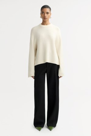 Soft Goat - Chunky crewneck - Women cashmere sweater - M - Feather White