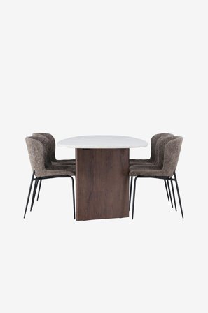 Venture Home - Ruokailuryhmä Grönvik ja tuolit Modesto, 4 kpl - Valkoinen - Ruokailuryhmä 4 hengelle - - Homeroom