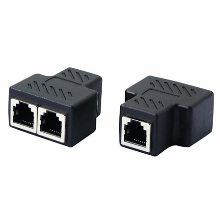 RJ11 hunn til 2 hunn 6P6C telefonkontakt splitter Inline kobling Telefonforlengningsadapter for fast telefon/faks (1 til 2) 2 stk