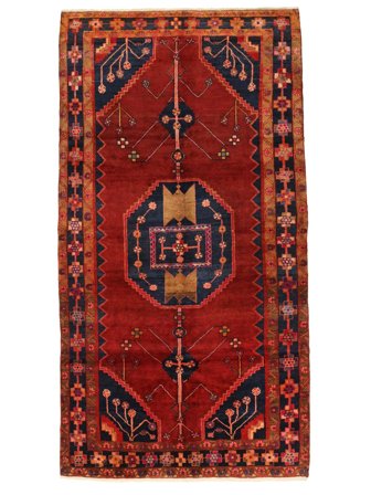 Hamadan Rug 158X280 Dark Red/Black Wool, Persia