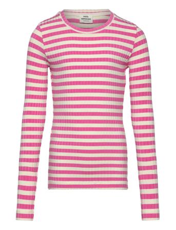5X5 Classic Stripe Talika Top Tops T-shirts Long-sleeved T-shirts Pink Mads Nørgaard