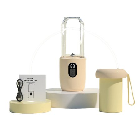 Bærbar elektrisk juicer og blender 500ml - med digitalt display, højt juiceudbytte, perfekt til at lave smoothies, juice og blandede frugter.