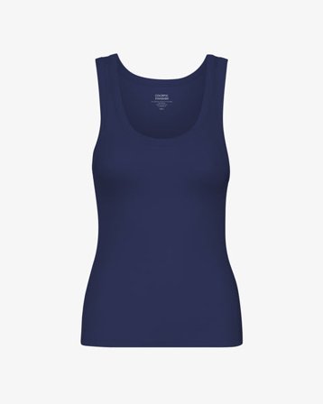 Women Organic Rib Tank Top - Marine Blue - Female - L - Sustainable material - Ethical production
