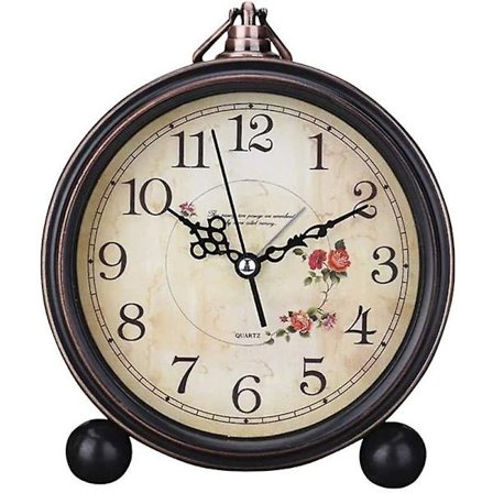 Vintage-tyylinen herätyskello, hiljainen antiikki retro pöytäkello, koristeellinen äänetön tikittämätön kello, klassinen retro herätyskello pöydälle (