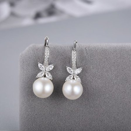 Pärlhängande örhängen, 925 Sterling Silver Pearl E