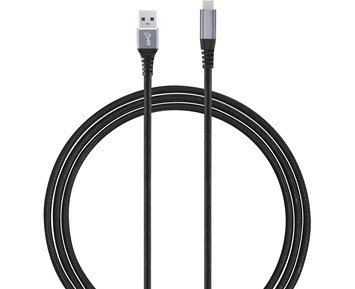 Andersson USB-A - USB-C 3.1 Gen 2 Braided Black/Space Gray 3m - Fyndvara - Flätad USB-C-kabel med slitstarka metallhöljen