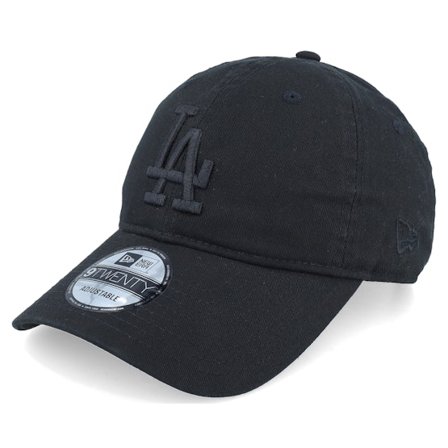 New Era - MLB Zwart unconstructed Cap - Los Angeles Dodgers 9TWENTY Washed Black/Black Dad Cap @ Hatstore