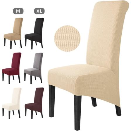 4 stk. Spisestolbetræk Jacquard Stretch Aftagelig Vaskbar U