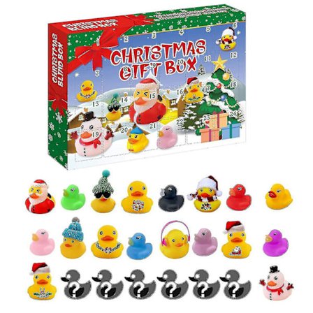 Julekalender med 24 Gummiande til Drenge og Piger (FMY)