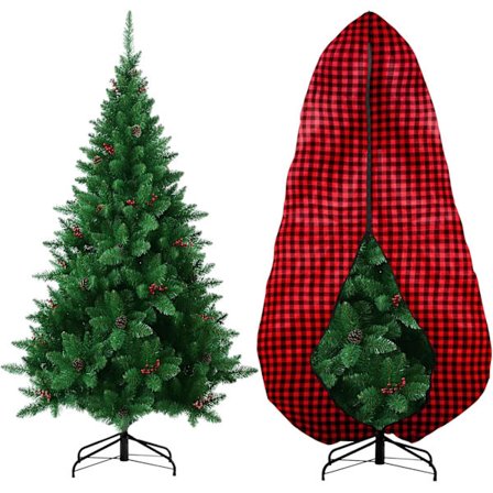 9 fot Upprätt Julgransförvaringsväska med Dragkedja/Dragsko, Icke-vävd Julgransskydd Dammtät Väska Passar Upp Till 9 fot Höga Konstgjorda Granar 