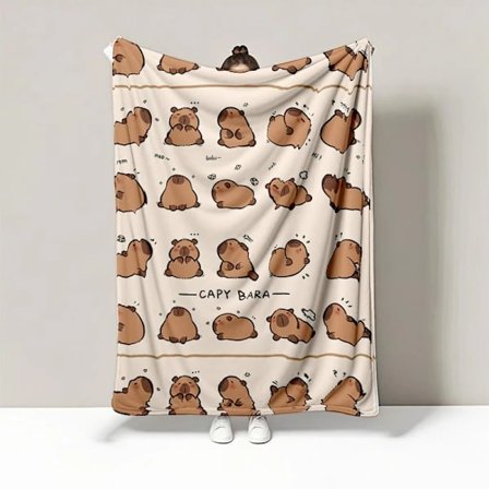 Capybara Tæpper - Flanel, Alle Årstider, Sydamerikansk Dyreliv, Transportabelt Tyndt Kast til Sofa, Bil, Seng, 100x150cm[ca]
