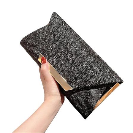 Kveldsveske for kvinner, Mote Clutch Veske Glitter Skulderveske til Cocktailfest Black