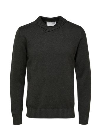 Slhhans Ls Shawl-Neck W Knitwear Turtlenecks Grå Selected Homme*Betinget Tilbud