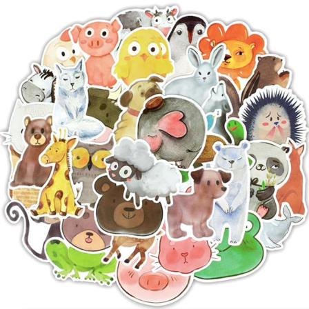 50st Stickers Klistermärken - Djur Motiv - Cartoon Multifärg