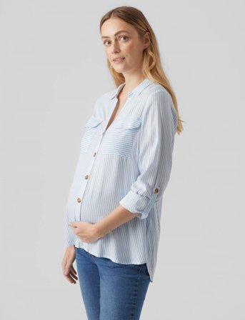 Vero Moda Maternity Vmmbumpy L/S Shirt New Noos - Blue - XL