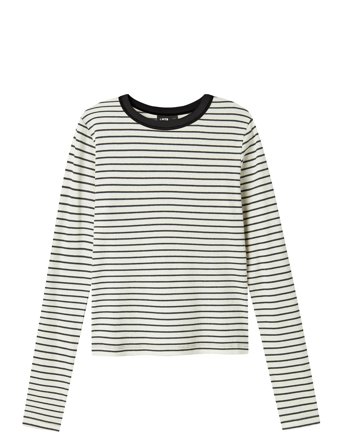 Nlfhinaja Ls Stripe Short S Top Noos White LMTD