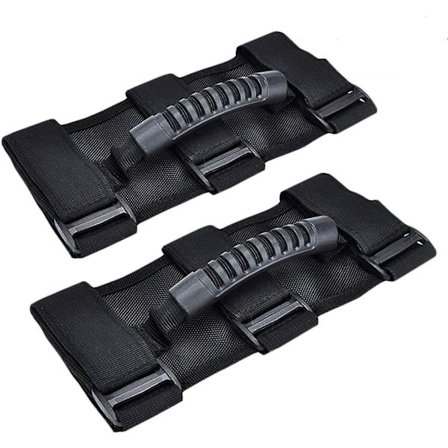 2-pack handtagssats kompatibel med Jeep Wrangler Tj Yj Jk, enkel att montera 3-remmar design för 1987-2021 modeller (svart)