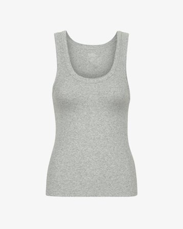 Women Organic Rib Tank Top - Heather Grey