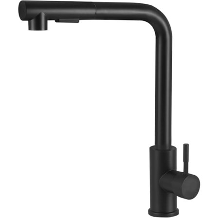 Köksblandare, köksblandare med utdragbar dusch, stålblandare för kök, två spraylägen, 360° rotation