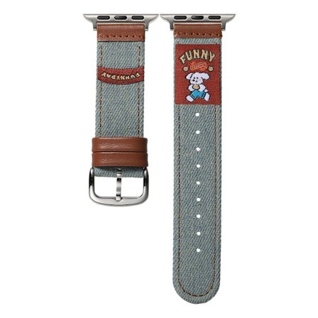 Denim Watch Band Apple Watch Series 10 46mm Retro Replacement Strap - Dog / Vintage Color