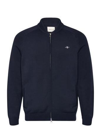 Casual Cotton Bomber Cardigan Tops Knitwear Full Zip Jumpers Navy GANT