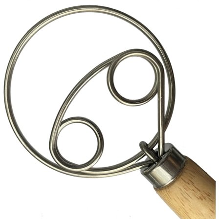 13 Tommer Brøddægningsvisk, Dobbeltøjet Rustfrit Stål Dansk Dejvisk, Æggepisker med Træhåndtag, Brøddægningstilbehør til T