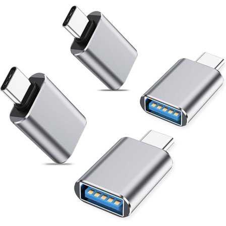 4-Pack USB-C - USB 3.0 -sovitin – Nopea tiedonsiirto ja lataus, yhteensopiva Silver