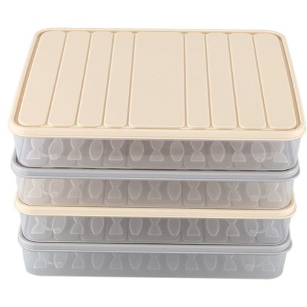 4 stk. sæt køleskab opbevaring fryser mad opbevaringsboks pladsbesparende arrangør beholder rack køkken tilfældig farve L