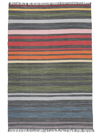 Rainbow Stripe 160X230 Flerfarget Stripet Bomullsteppe