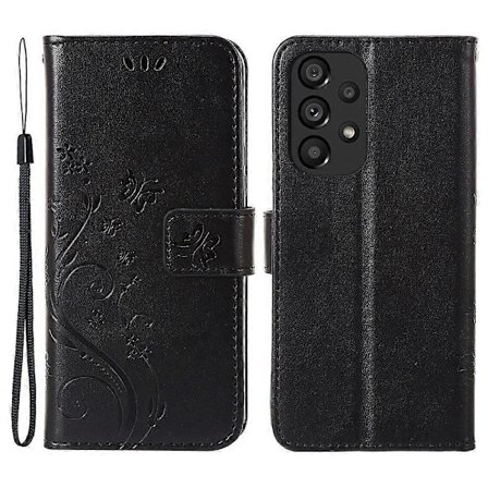 Til Samsung Galaxy A33 5G PU Læder Smartphone Etui Stilfuldt Præget Sommerfugle Pung Cover