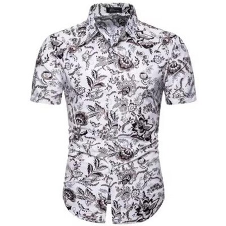 Menn's Kortsleevede Skjorter, Fasjonable Trykte
